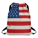 American Flag Knitted Print Drawstring Backpack