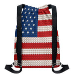American Flag Knitted Print Drawstring Backpack
