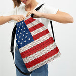 American Flag Knitted Print Drawstring Backpack