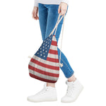 American Flag Knitted Print Drawstring Bag