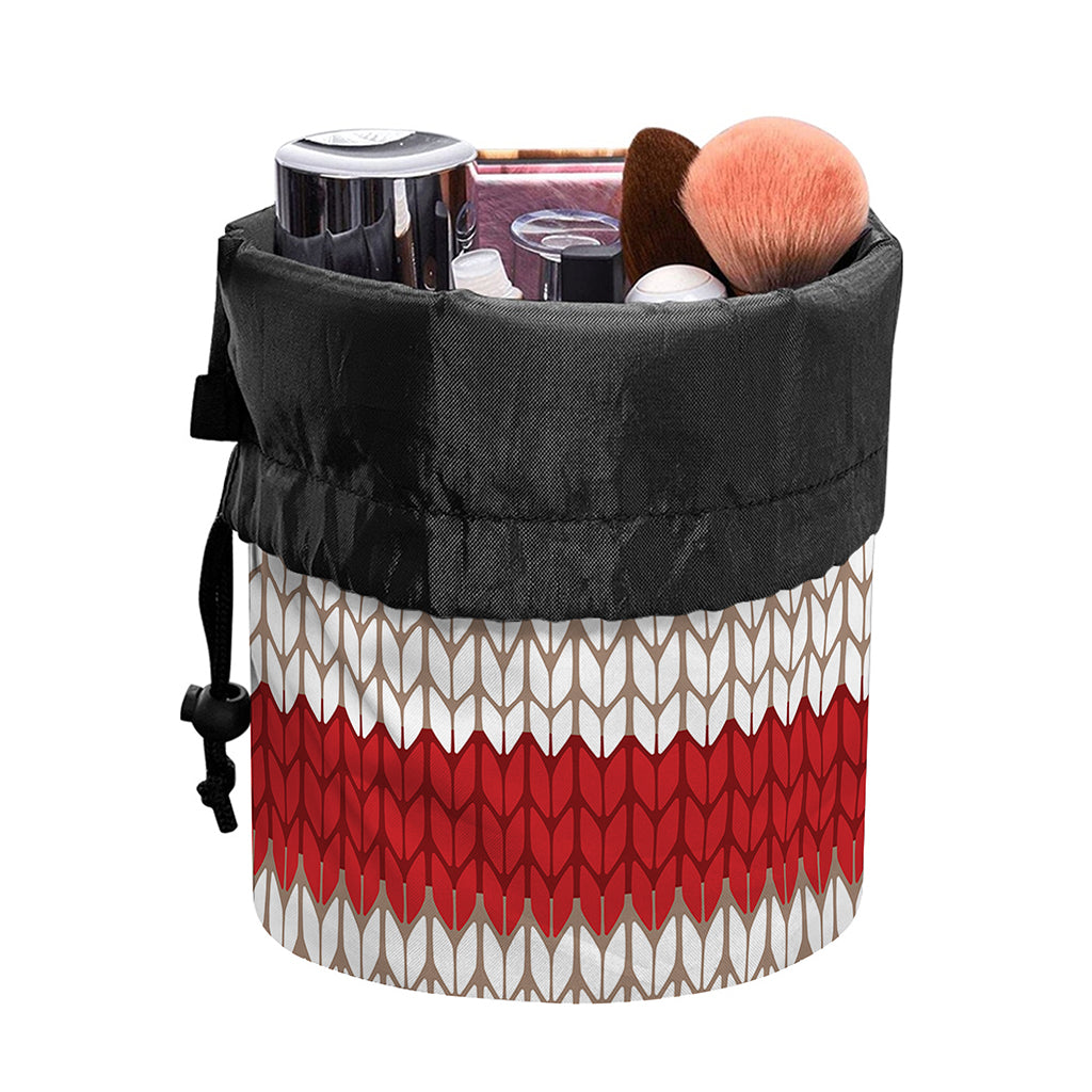 American Flag Knitted Print Drawstring Makeup Bag