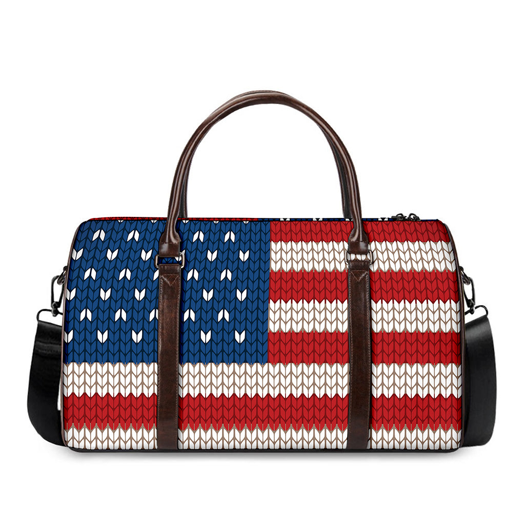 American Flag Knitted Print Duffle Bag
