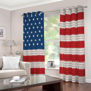 American Flag Knitted Print Extra Wide Grommet Curtains