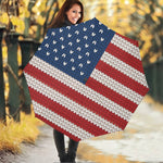 American Flag Knitted Print Foldable Umbrella