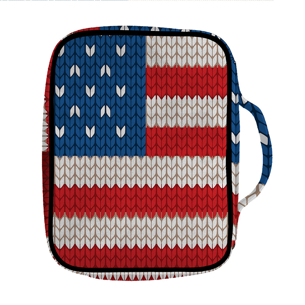 American Flag Knitted Print Front Pocket Bible Bag