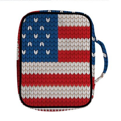 American Flag Knitted Print Front Pocket Bible Bag
