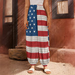 American Flag Knitted Print Harem Pants