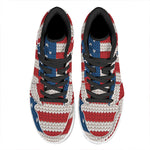 American Flag Knitted Print High Top Leather Sneakers