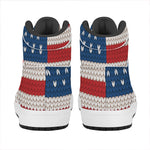 American Flag Knitted Print High Top Leather Sneakers