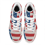 American Flag Knitted Print High Top Leather Sneakers