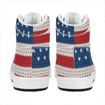 American Flag Knitted Print High Top Leather Sneakers