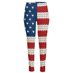 American Flag Knitted Print High-Waisted Pocket Leggings