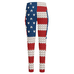 American Flag Knitted Print High-Waisted Pocket Leggings