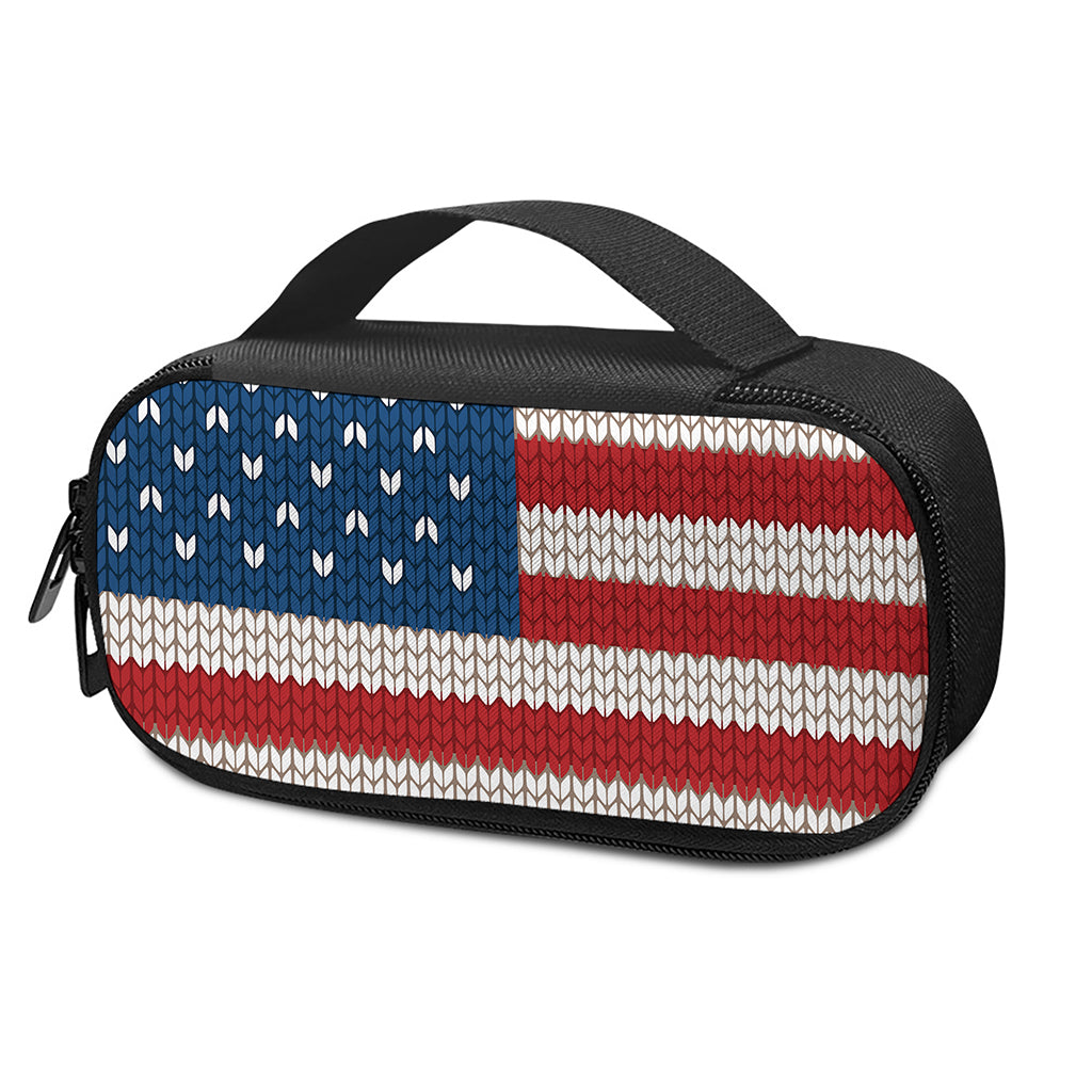 American Flag Knitted Print Insulin Cooler Travel Case