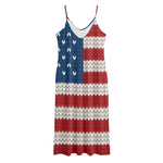 American Flag Knitted Print Jersey Midi Cami Dress
