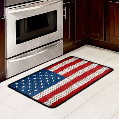 American Flag Knitted Print Kitchen Mat
