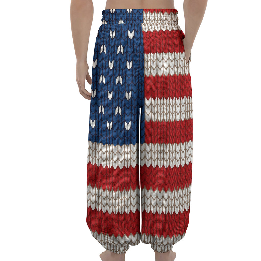 American Flag Knitted Print Lantern Pants