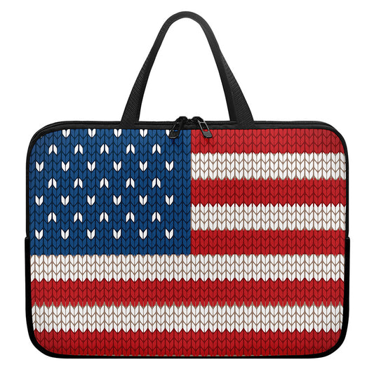 American Flag Knitted Print Laptop Sleeve With Handle