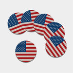American Flag Knitted Print Leather Coaster Set