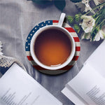 American Flag Knitted Print Leather Coaster Set