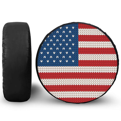 American Flag Knitted Print Leather Spare Tire Cover