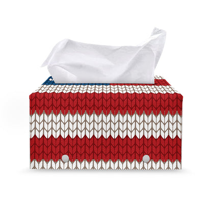 American Flag Knitted Print Leather Tissue Box Cover