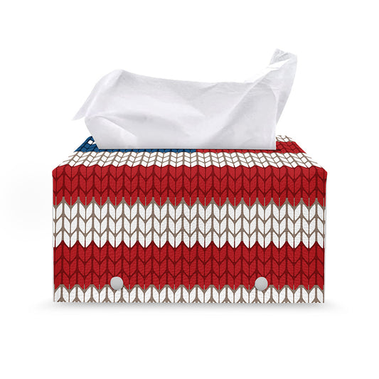 American Flag Knitted Print Leather Tissue Box Cover