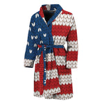 American Flag Knitted Print Men's Bathrobe