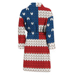 American Flag Knitted Print Men's Bathrobe