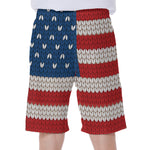 American Flag Knitted Print Men's Beach Shorts