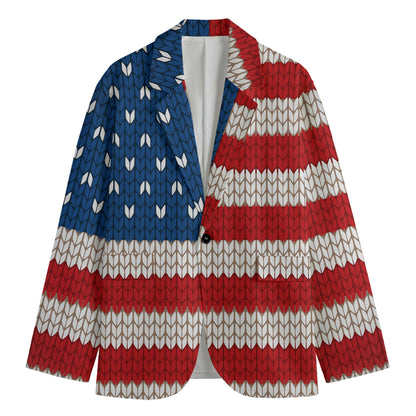 American Flag Knitted Print Men's Blazer