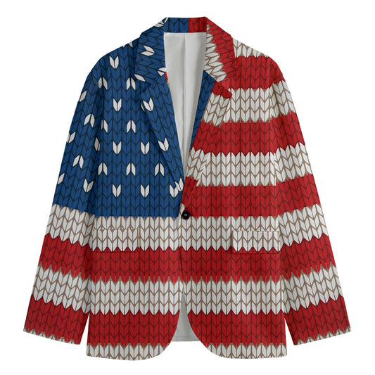 American Flag Knitted Print Men's Blazer