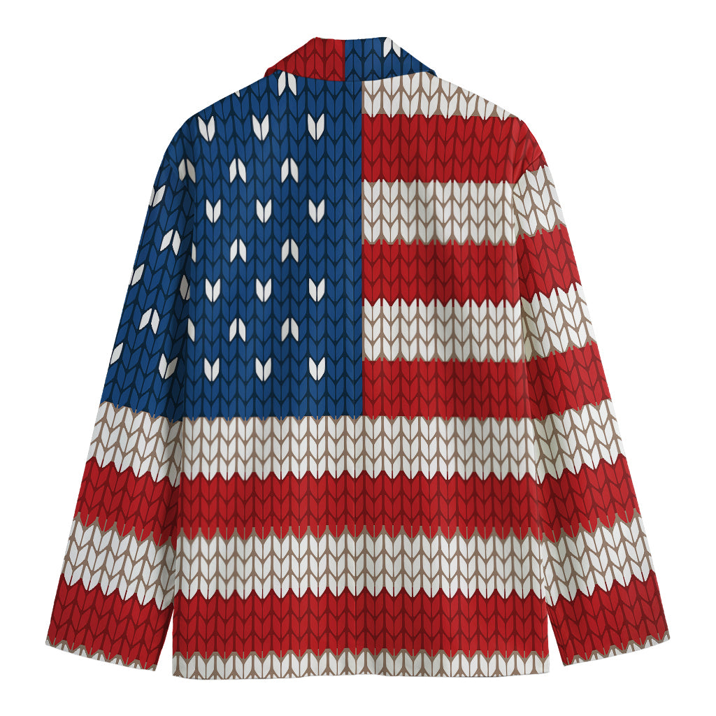 American Flag Knitted Print Men's Blazer