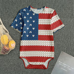 American Flag Knitted Print Men's Bodysuit