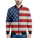 American Flag Knitted Print Men's Bomber Jacket