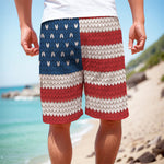 American Flag Knitted Print Men's Cargo Shorts