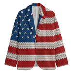 American Flag Knitted Print Men's Cotton Blazer