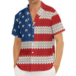 American Flag Knitted Print Men's Deep V-Neck Shirt