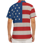 American Flag Knitted Print Men's Deep V-Neck Shirt