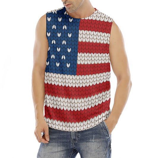 American Flag Knitted Print Men's Fitness Tank Top