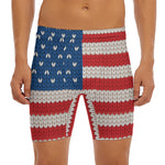 American Flag Knitted Print Men's Long Boxer Briefs
