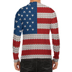American Flag Knitted Print Men's Long Sleeve Rash Guard