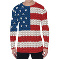 American Flag Knitted Print Men's Long Sleeve T-Shirt