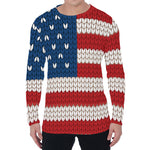 American Flag Knitted Print Men's Long Sleeve T-Shirt