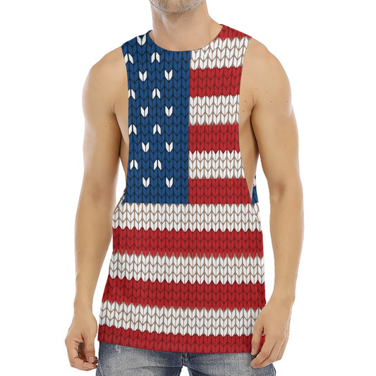 American Flag Knitted Print Men's Muscle Tank Top