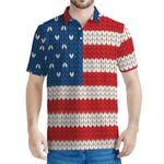 American Flag Knitted Print Men's Polo Shirt