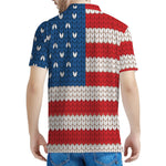 American Flag Knitted Print Men's Polo Shirt
