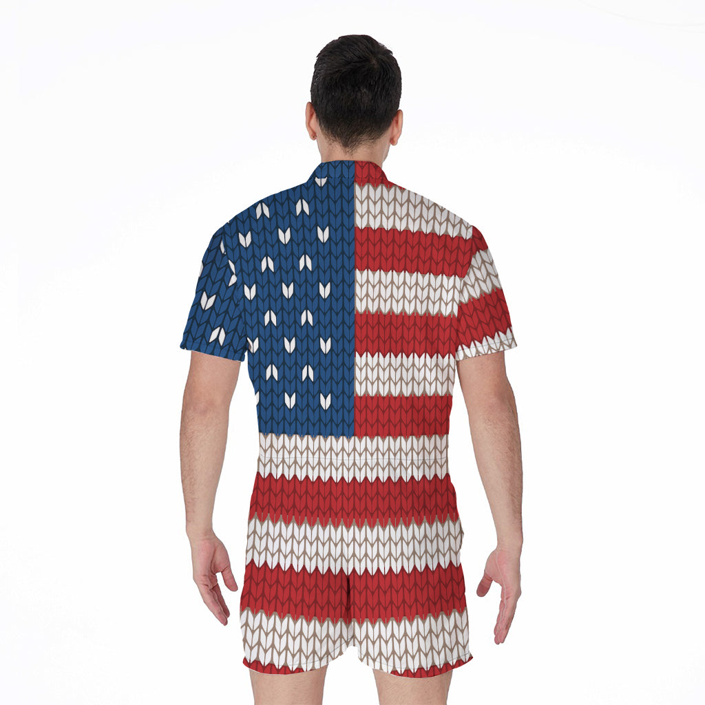 American Flag Knitted Print Men's Rompers