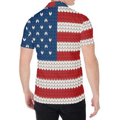 American Flag Knitted Print Men's Shirt
