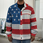 American Flag Knitted Print Men's Shirt Jacket
